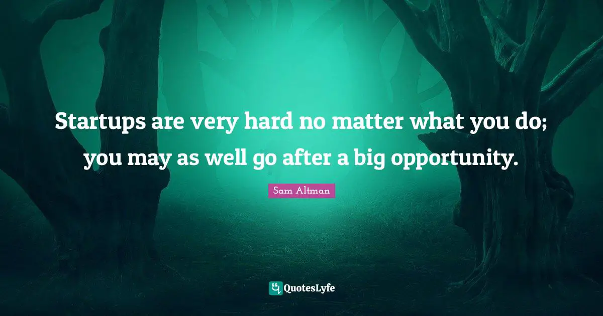 Startups are very hard no matter what you do; you may as well go after a big opportunity.