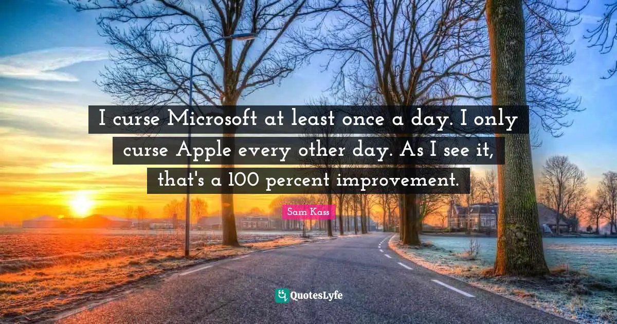 I curse Microsoft at least once a day. I only curse Apple every other day. As I see it, that's a 100 percent improvement.