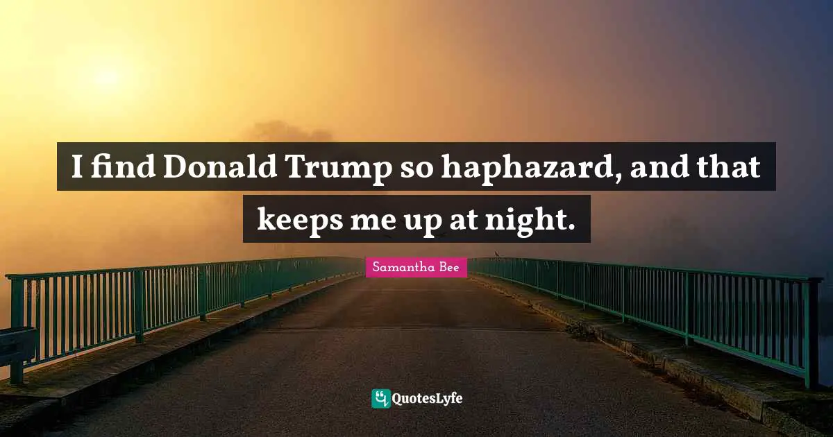 I find Donald Trump so haphazard, and that keeps me up at night.