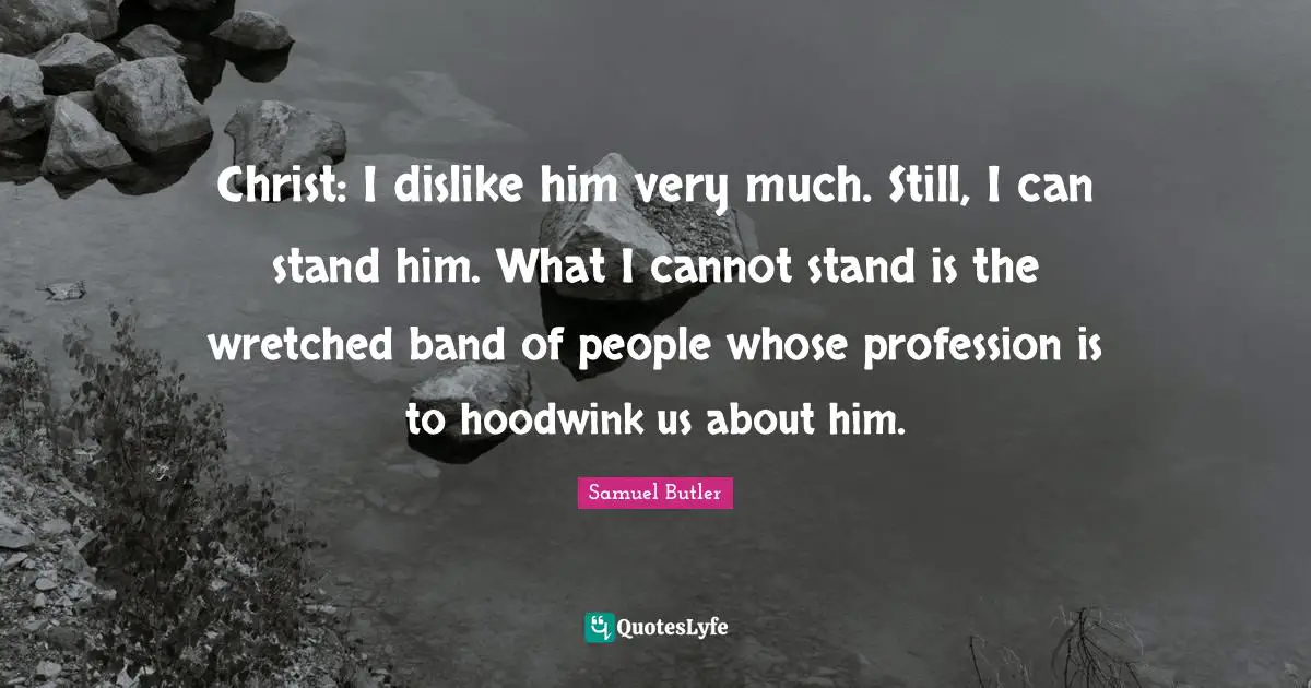 Christ: I dislike him very much. Still, I can stand him. What I cannot stand is the wretched band of people whose profession is to hoodwink us about him.