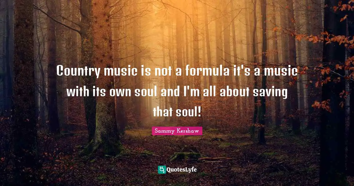 Country music is not a formula it's a music with its own soul and I'm all about saving that soul!