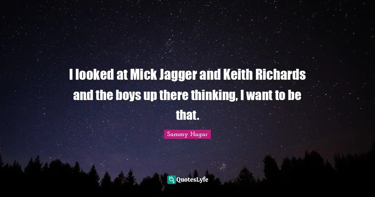 I looked at Mick Jagger and Keith Richards and the boys up there thinking, I want to be that.