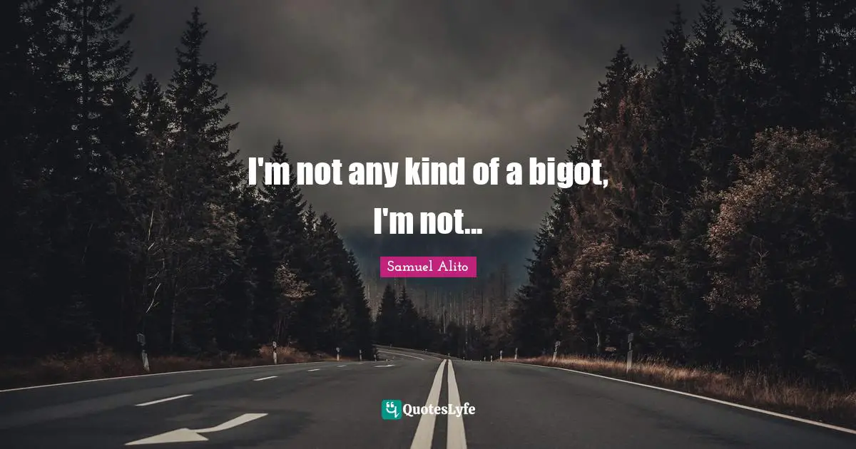 I'm not any kind of a bigot, I'm not...