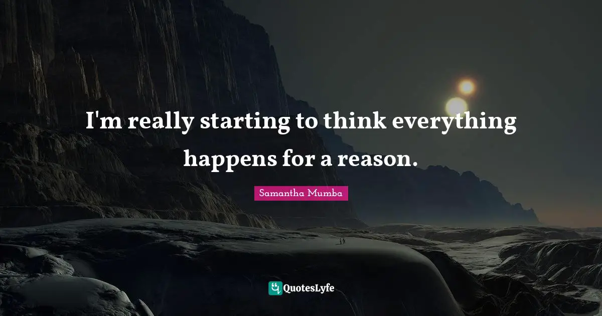 I'm really starting to think everything happens for a reason.