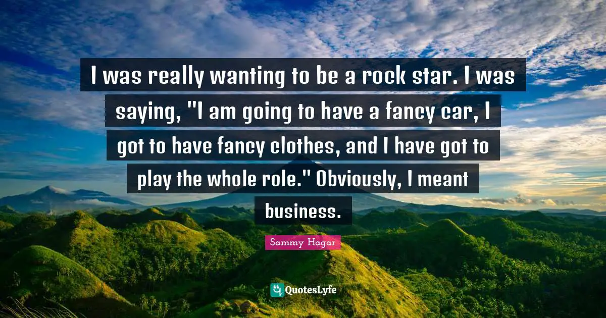 I was really wanting to be a rock star. I was saying, "I am going to have a fancy car, I got to have fancy clothes, and I have got to play the whole role." Obviously, I meant business.