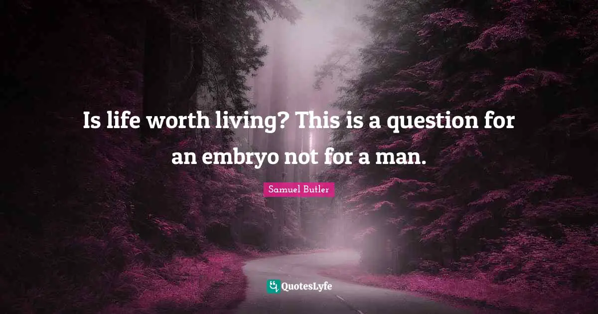 Is life worth living? This is a question for an embryo not for a man.