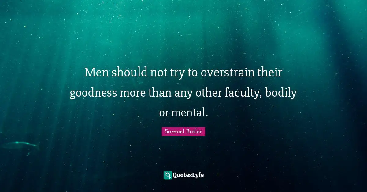 Men should not try to overstrain their goodness more than any other faculty, bodily or mental.