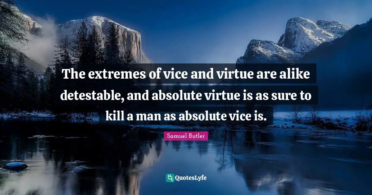 The extremes of vice and virtue are alike detestable, and absolute virtue is as sure to kill a man as absolute vice is.