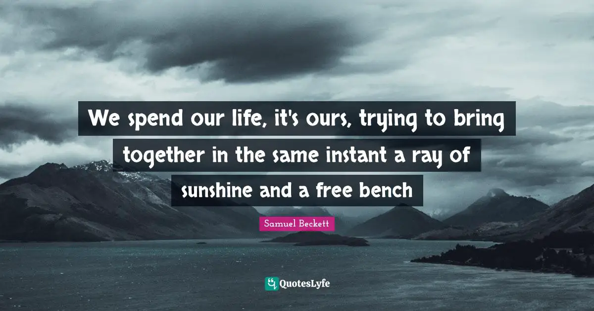 We spend our life, it's ours, trying to bring together in the same instant a ray of sunshine and a free bench