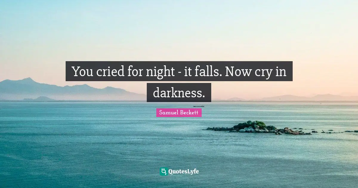 You cried for night - it falls. Now cry in darkness.