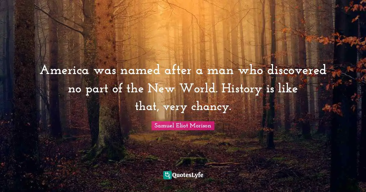 America was named after a man who discovered no part of the New World. History is like that, very chancy.