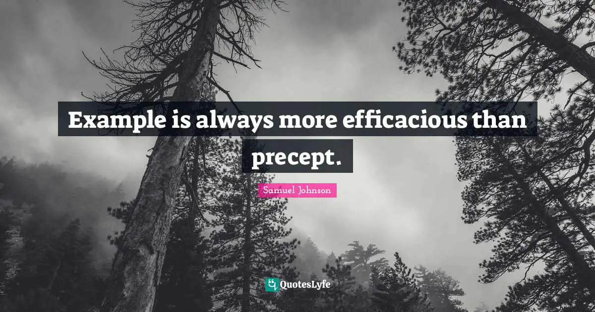 Example is always more efficacious than precept.