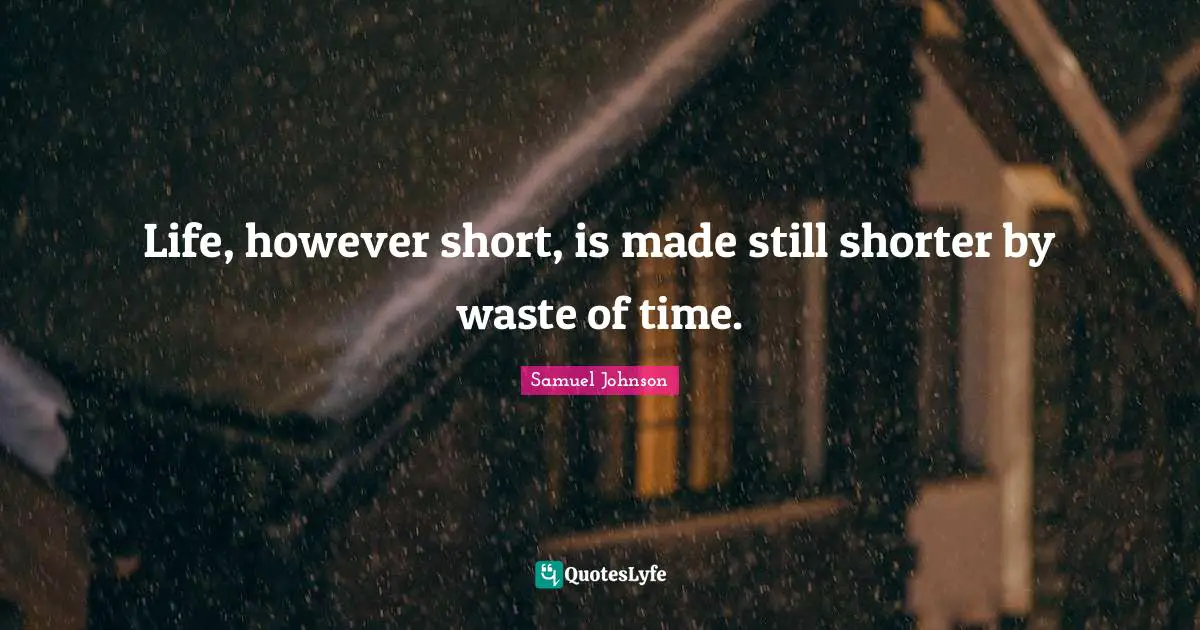 Life, however short, is made still shorter by waste of time.