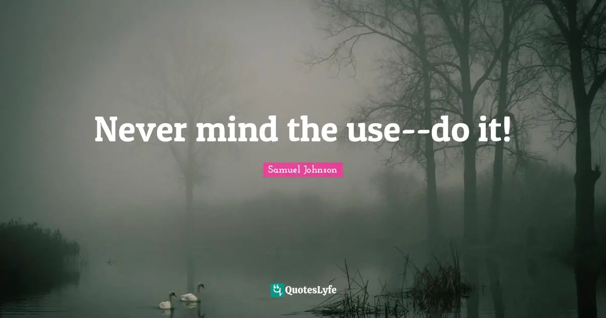 Never mind the use--do it!