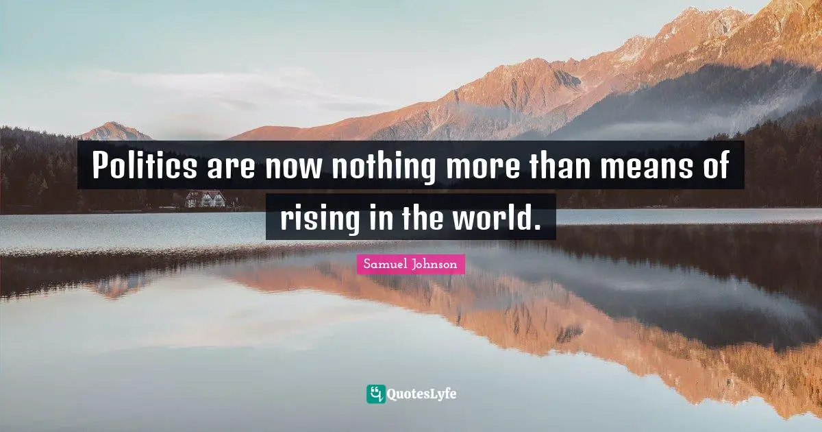 Politics are now nothing more than means of rising in the world.