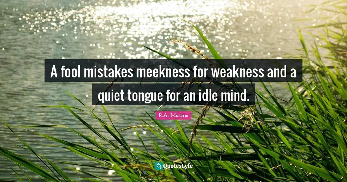 A fool mistakes meekness for weakness and a quiet tongue for an idle mind.