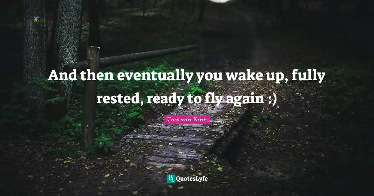 And then eventually you wake up, fully rested, ready to fly again :)