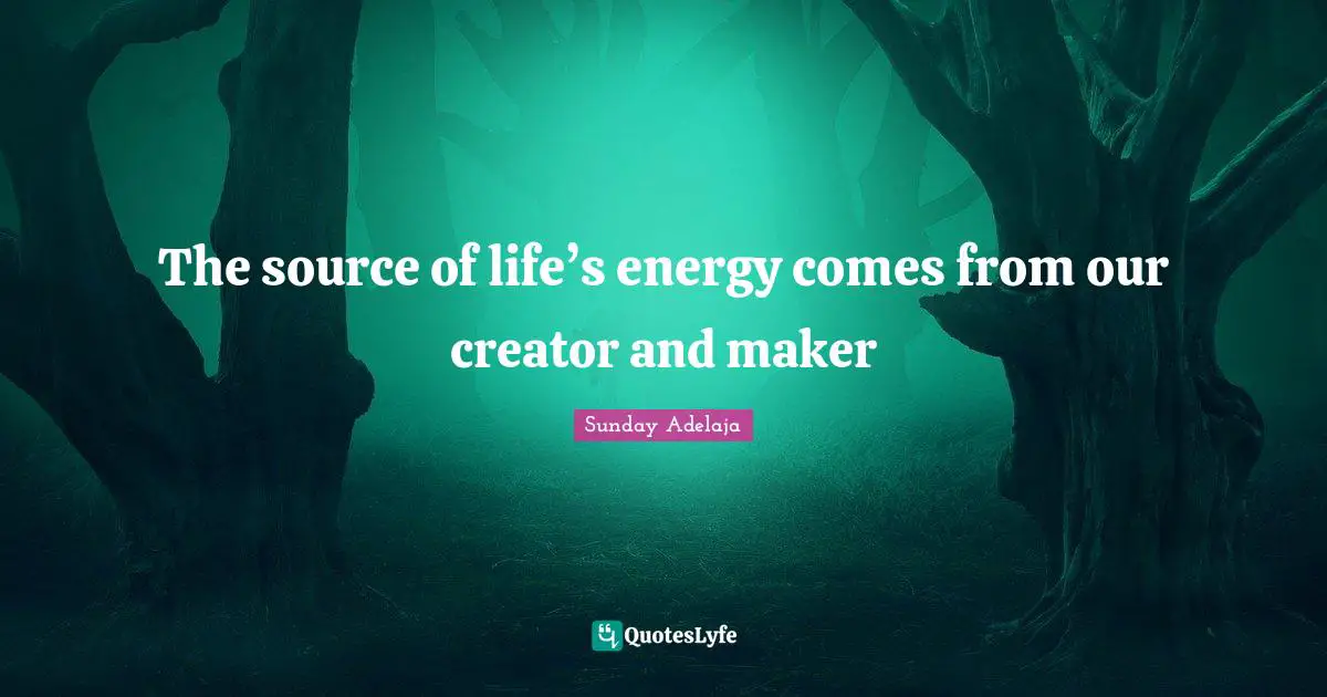 Source Of Life Quotes: "The source of life’s energy comes from our creator and maker"