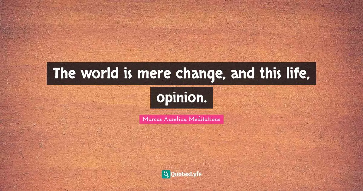 The world is mere change, and this life, opinion.