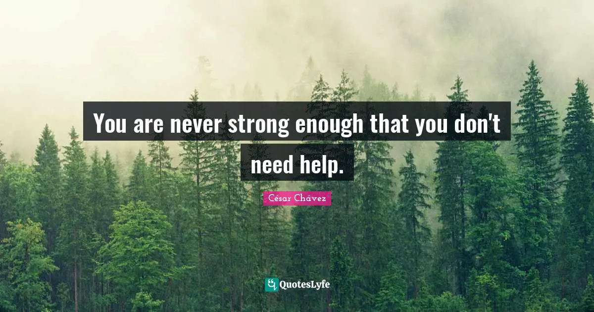 You are never strong enough that you don't need help.