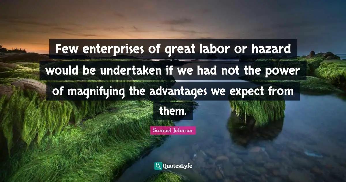 Few enterprises of great labor or hazard would be undertaken if we had not the power of magnifying the advantages we expect from them.