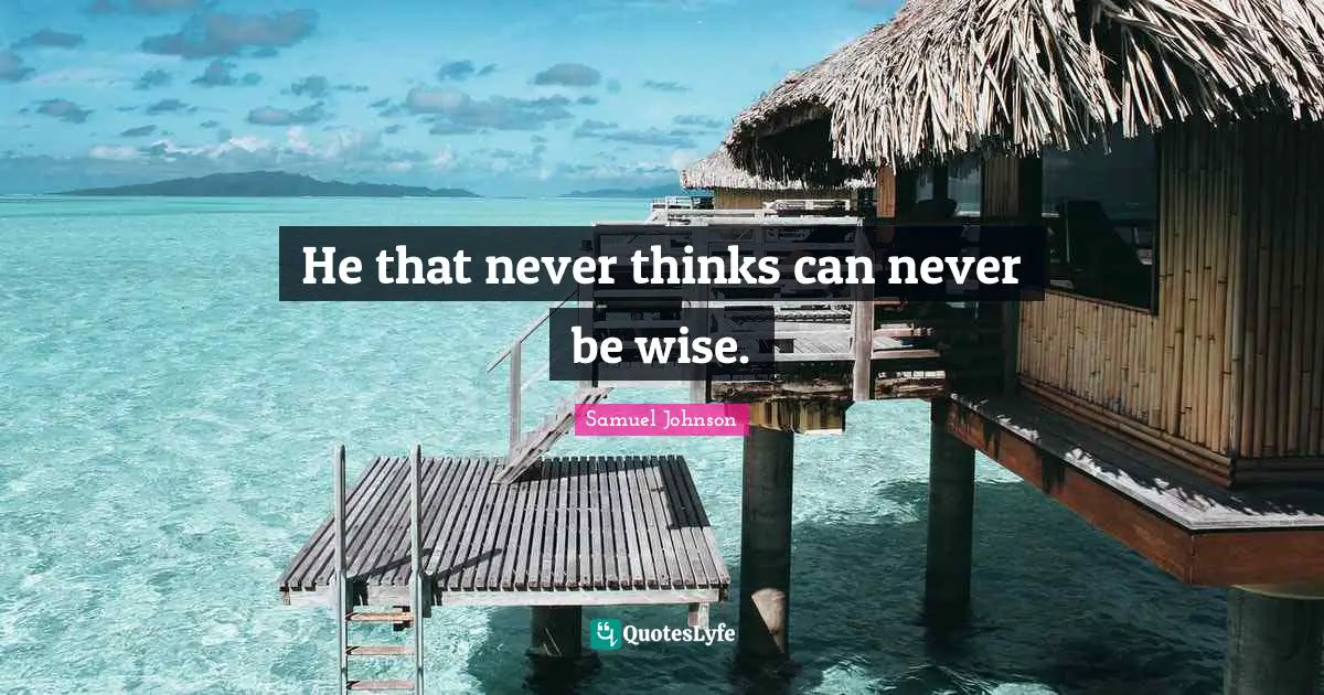 He that never thinks can never be wise.