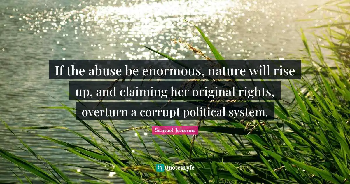 If the abuse be enormous, nature will rise up, and claiming her original rights, overturn a corrupt political system.