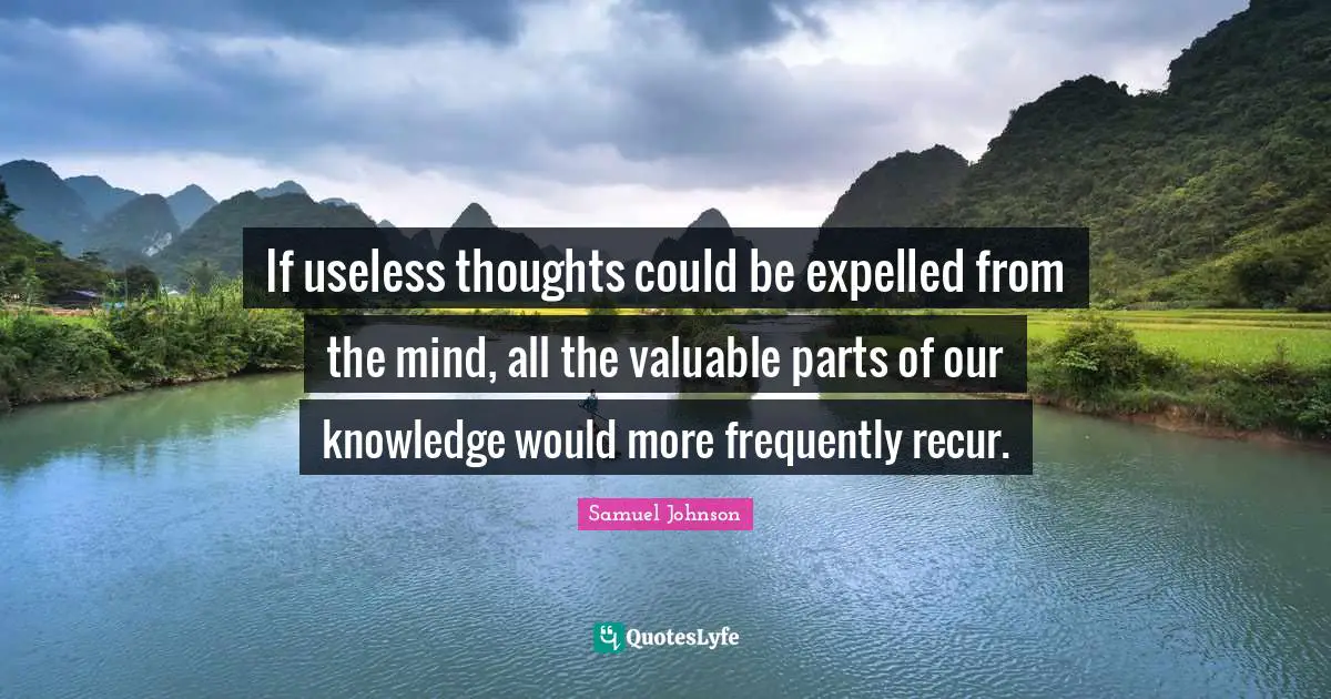 If useless thoughts could be expelled from the mind, all the valuable parts of our knowledge would more frequently recur.
