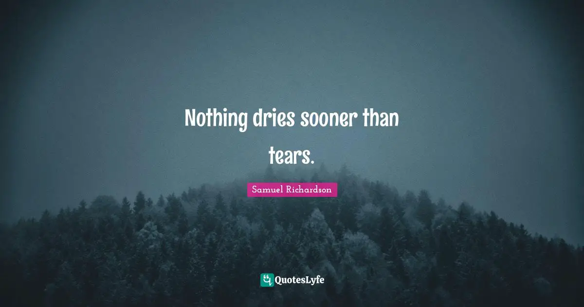 Nothing dries sooner than tears.