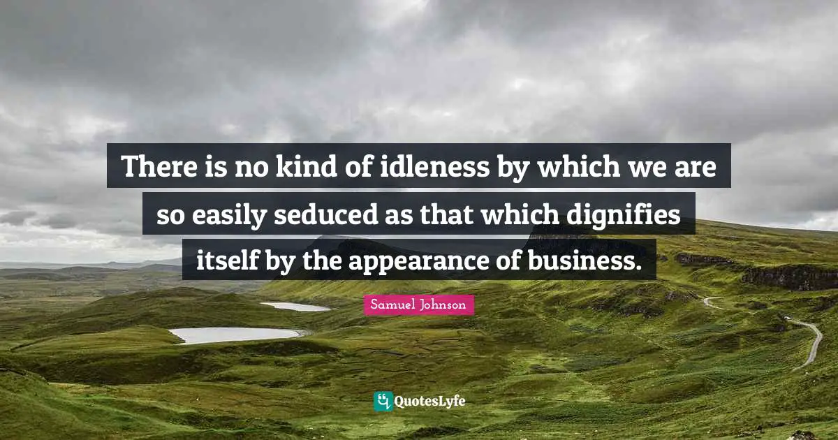 There is no kind of idleness by which we are so easily seduced as that which dignifies itself by the appearance of business.