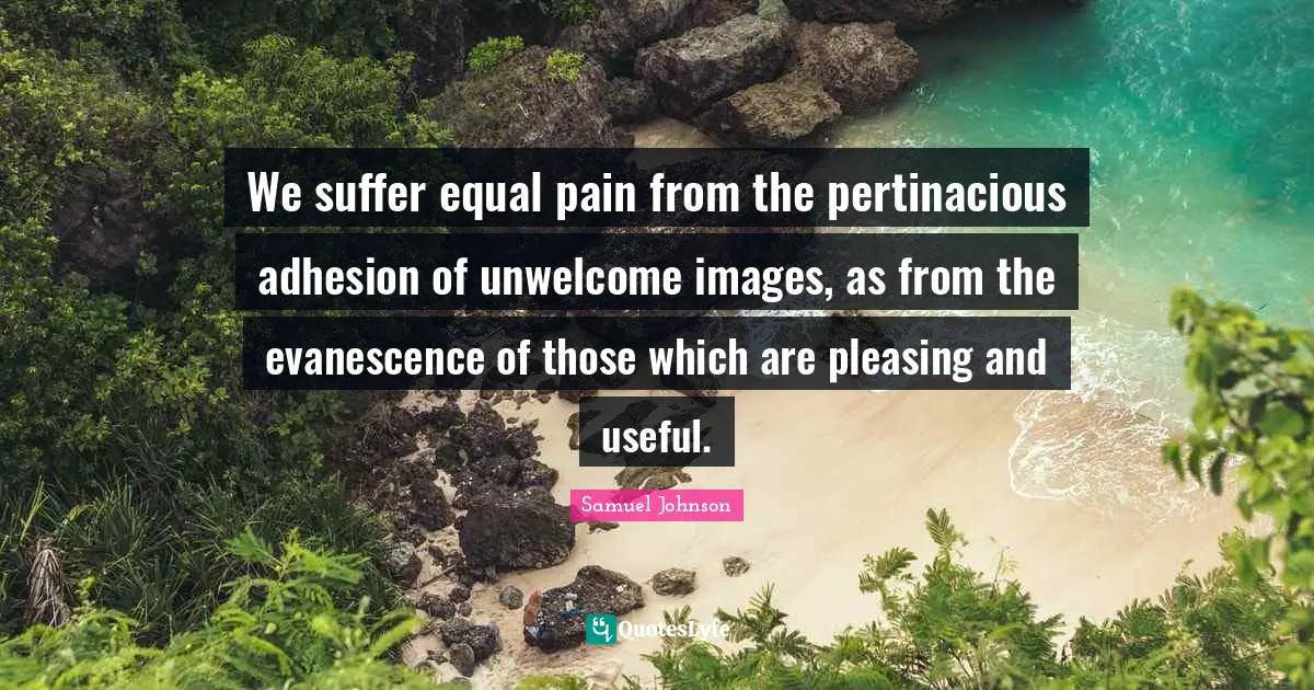 We suffer equal pain from the pertinacious adhesion of unwelcome images, as from the evanescence of those which are pleasing and useful.