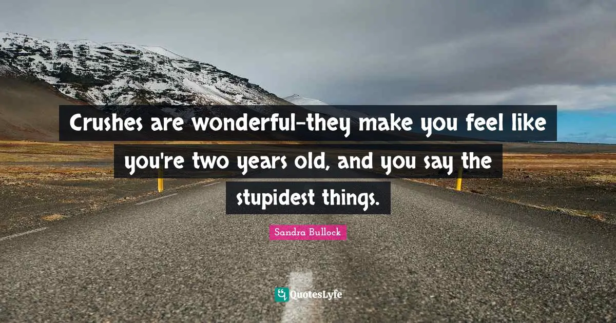 Crushes are wonderful-they make you feel like you're two years old, and you say the stupidest things.