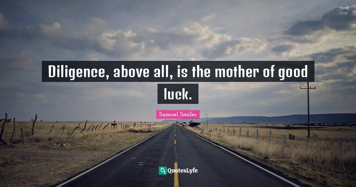 Diligence, above all, is the mother of good luck.