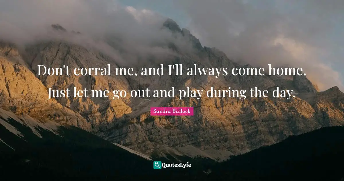 Don't corral me, and I'll always come home. Just let me go out and play during the day.