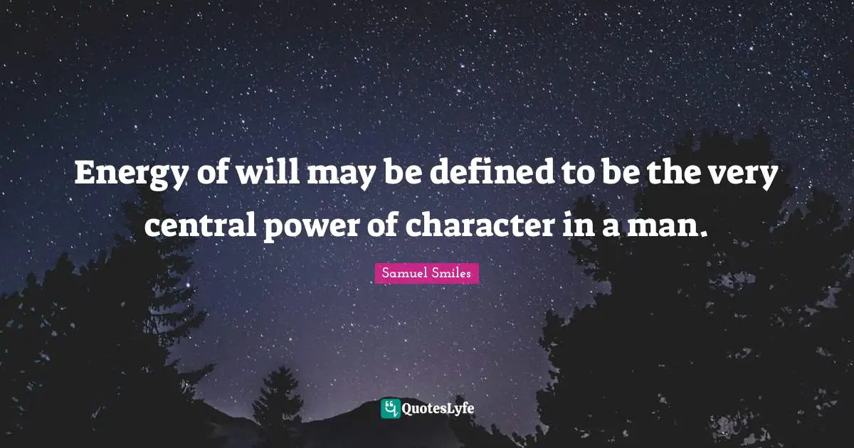 Energy of will may be defined to be the very central power of character in a man.