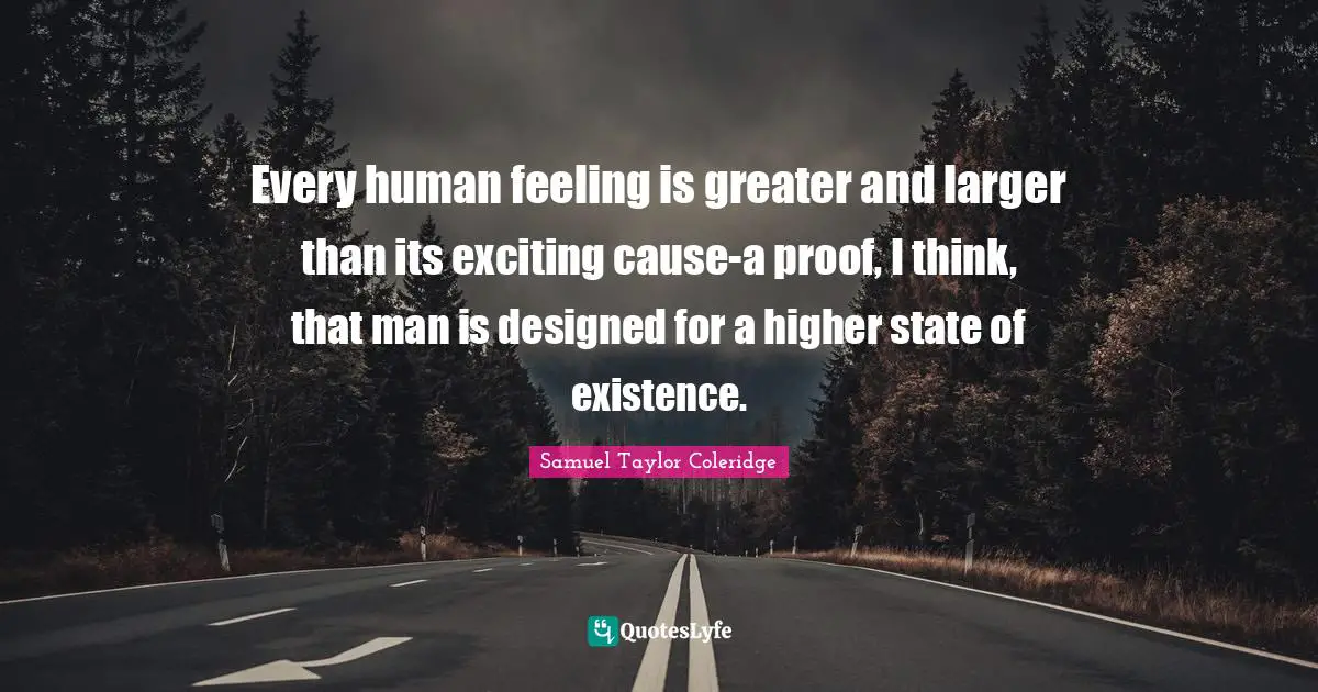 Every human feeling is greater and larger than its exciting cause-a proof, I think, that man is designed for a higher state of existence.