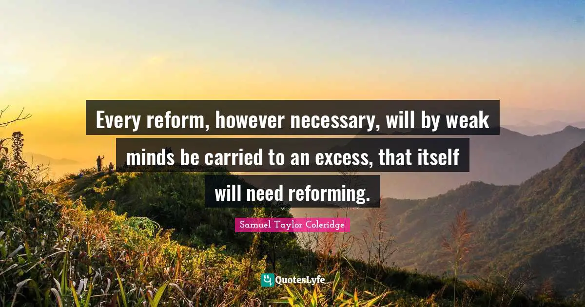 Every reform, however necessary, will by weak minds be carried to an excess, that itself will need reforming.