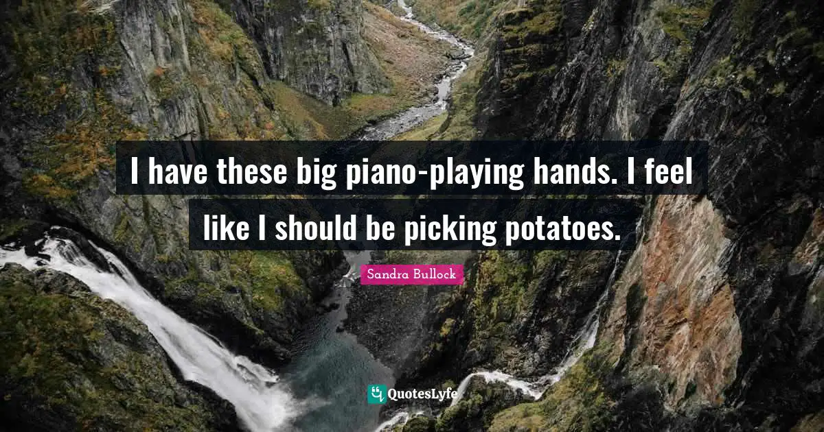 I have these big piano-playing hands. I feel like I should be picking potatoes.