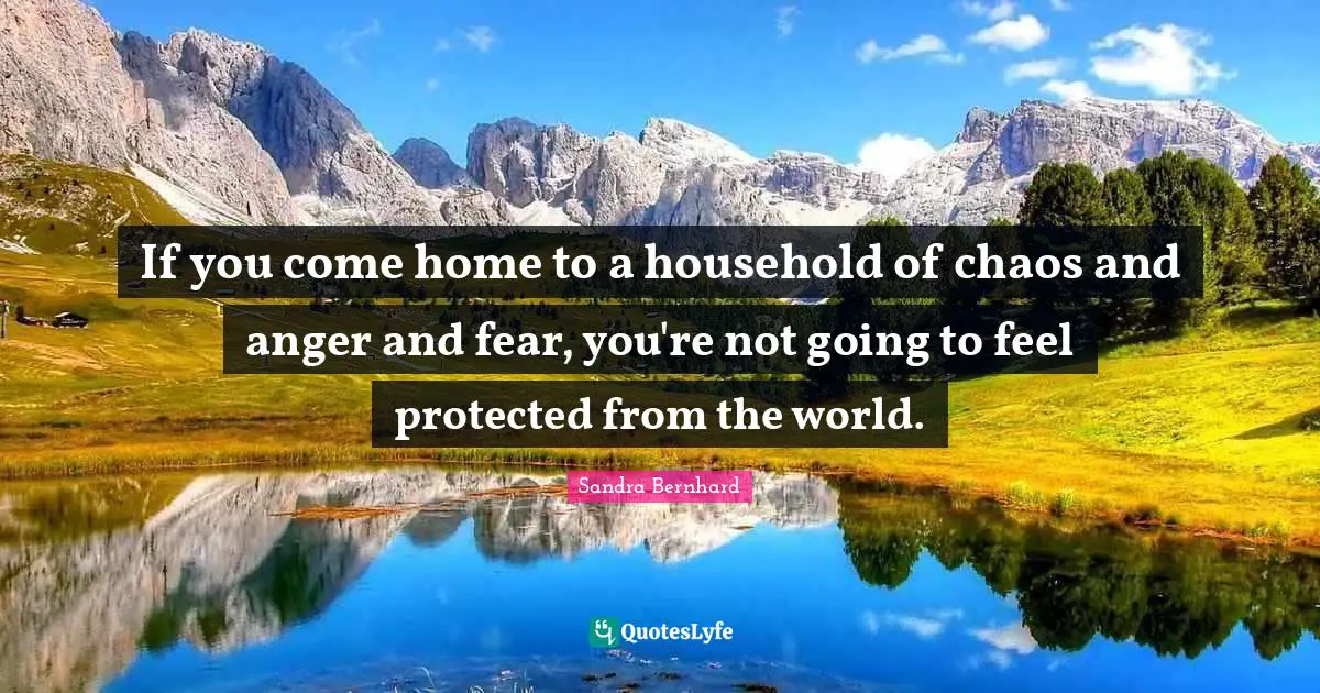 If you come home to a household of chaos and anger and fear, you're not going to feel protected from the world.