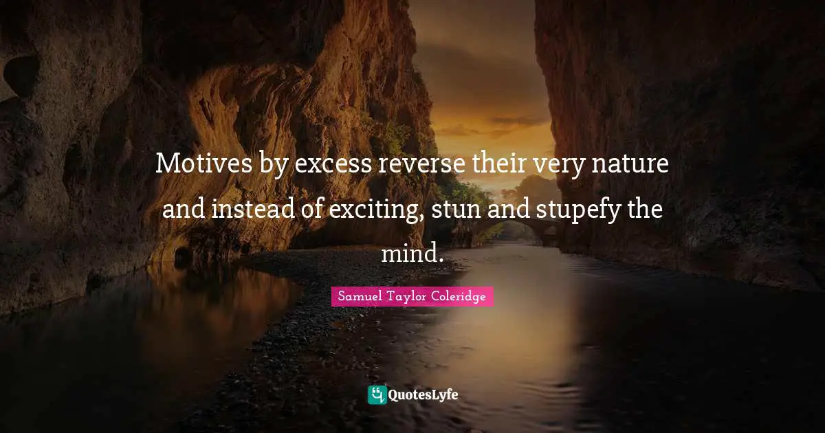 Motives by excess reverse their very nature and instead of exciting, stun and stupefy the mind.