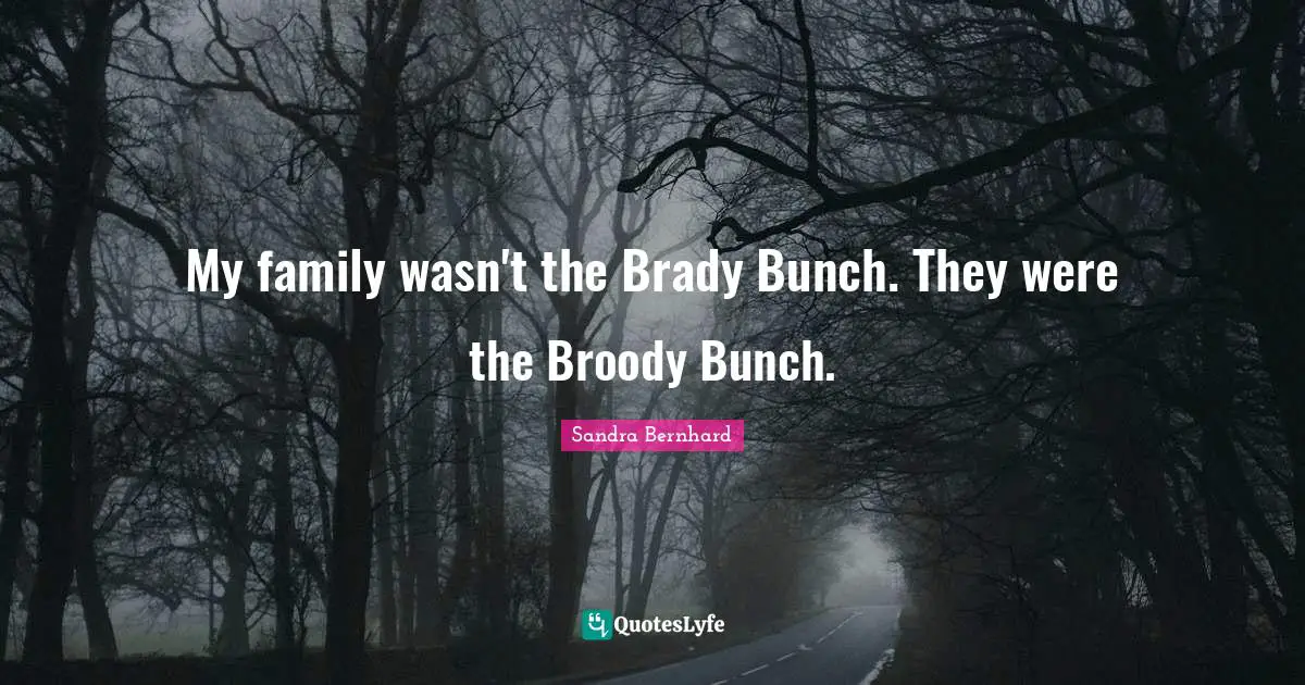 My family wasn't the Brady Bunch. They were the Broody Bunch.