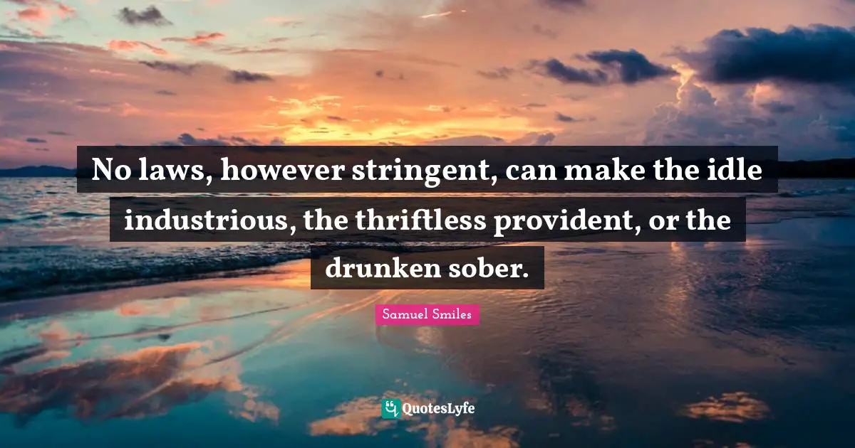No laws, however stringent, can make the idle industrious, the thriftless provident, or the drunken sober.