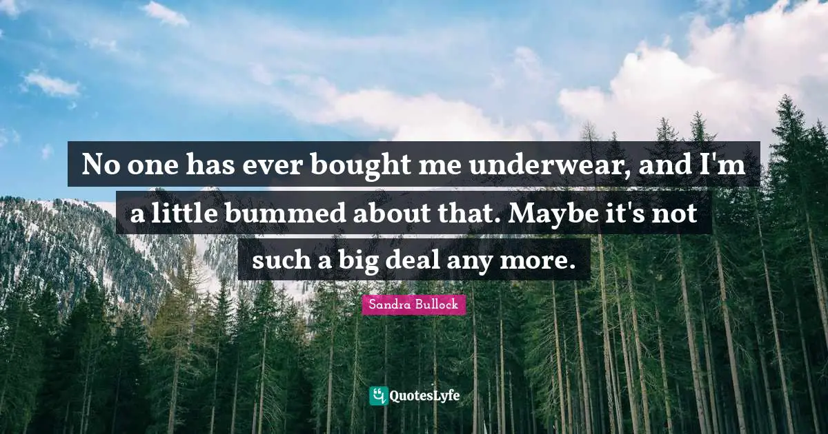 Underwear Quotes: "No one has ever bought me underwear, and I'm a little bummed about that. Maybe it's not such a big deal any more."
