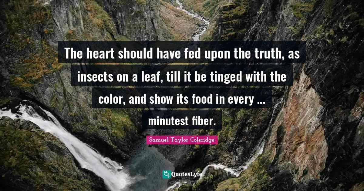 The heart should have fed upon the truth, as insects on a leaf, till it be tinged with the color, and show its food in every ... minutest fiber.