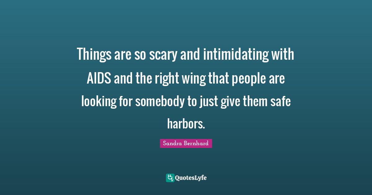 Things are so scary and intimidating with AIDS and the right wing that people are looking for somebody to just give them safe harbors.