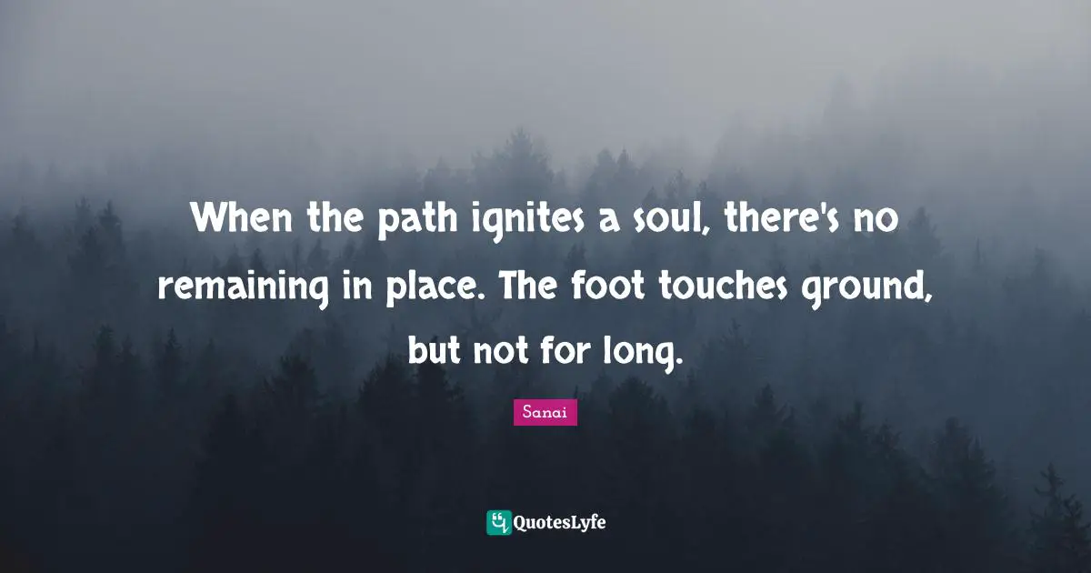 Hiking Quotes: "When the path ignites a soul, there's no remaining in place. The foot touches ground, but not for long."