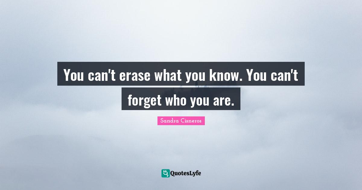 You can't erase what you know. You can't forget who you are.