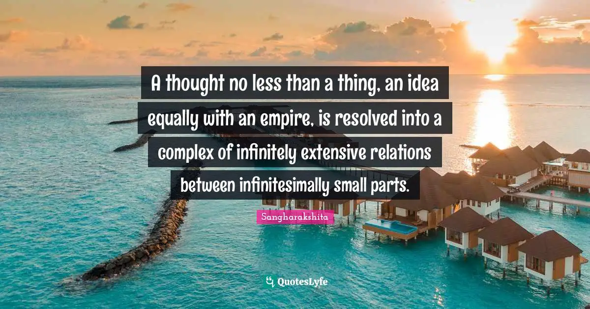 A thought no less than a thing, an idea equally with an empire, is resolved into a complex of infinitely extensive relations between infinitesimally small parts.