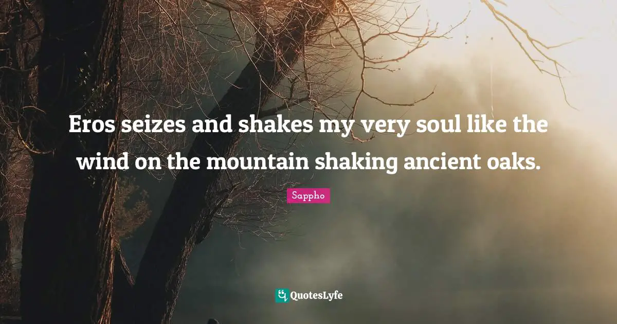 Eros seizes and shakes my very soul like the wind on the mountain shaking ancient oaks.