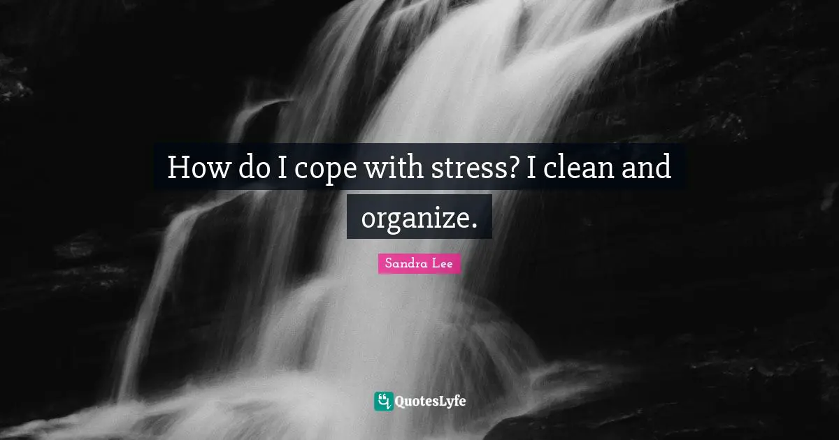 How do I cope with stress? I clean and organize.